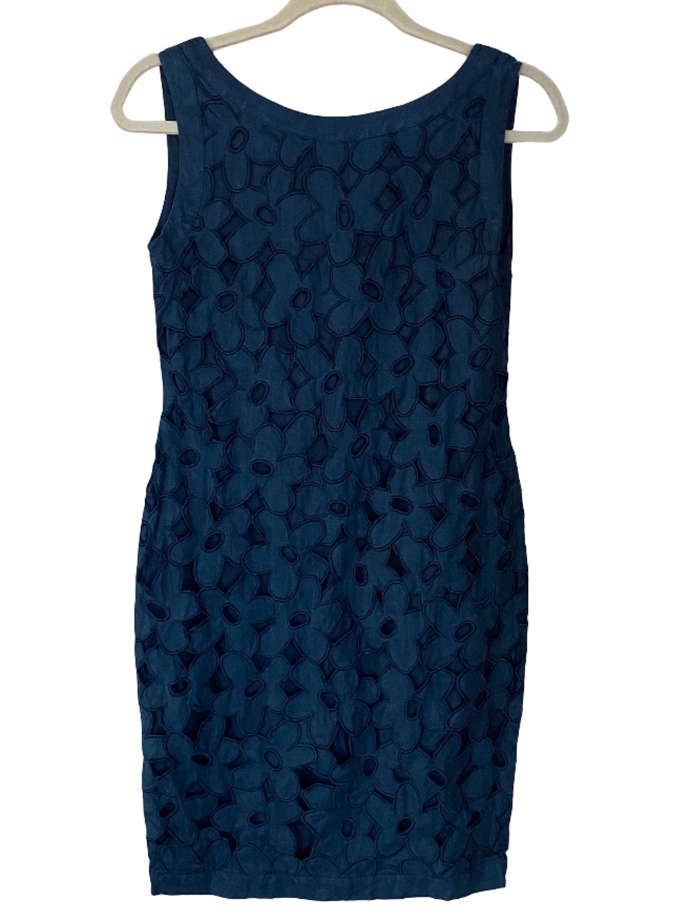 Vintage Adrienne Vittadini linen black floral eyelet sleeveless dress size XS